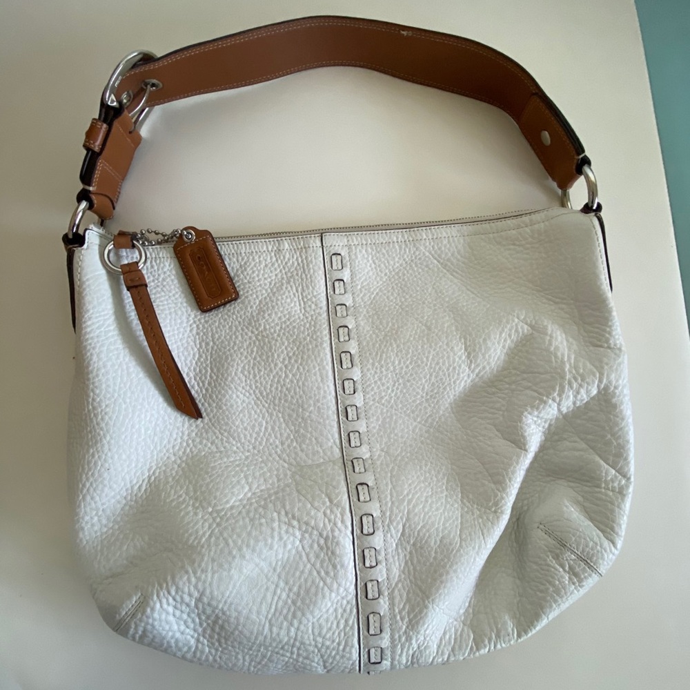 COACH White Hobo Leather Bag